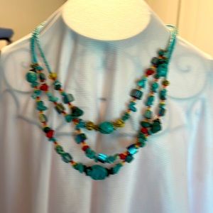 Turquoise and beads necklace with claw claps 11inchesvery nice